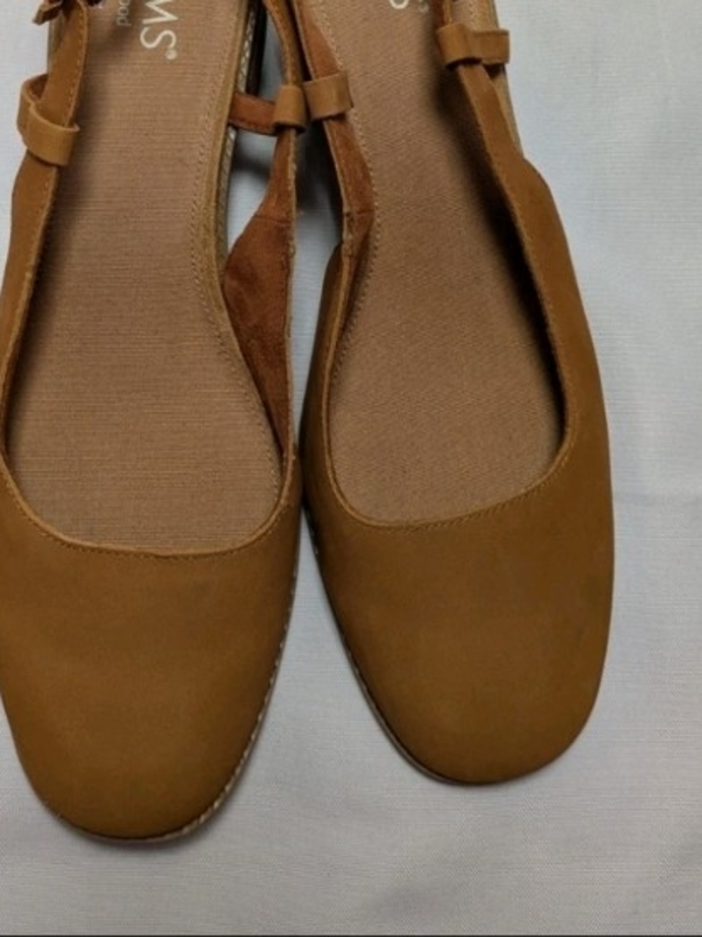 TOMS Women's size 11 Brown Leather Slingback Ankle Strap Block Heel